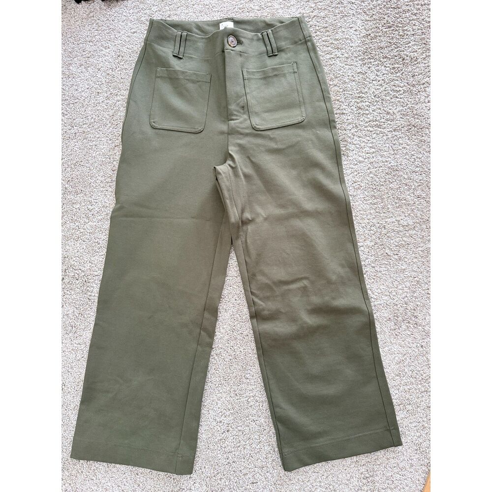 A New Day Olive Green High Rise Wide Leg Patch Pocket Pants Size 8 NWOT 144
